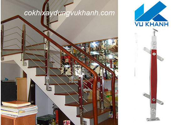 Lan Can Cầu Thang Kính Trụ Gỗ 77771
