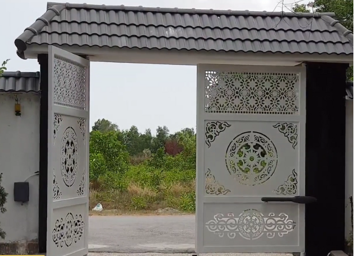 Mẫu cổng 2 cánh cnc đẹp, gắn mô tơ cánh tay đòn Ý-2