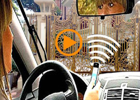 Cửa cổng hai cánh mở tự động, cửa mở bản lề tự động