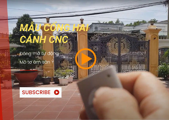 Mẫu cổng hai cánh cnc, đóng mở tự động, mô tơ âm sàn Ý